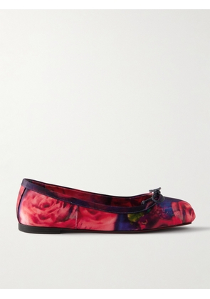 Christian Louboutin - Mamadrague Bow-detailed Floral-print Satin-crepe Ballet Flats - Red - IT36,IT37,IT37.5,IT38,IT38.5,IT39,IT39.5,IT40,IT40.5,IT41,IT41.5,IT42