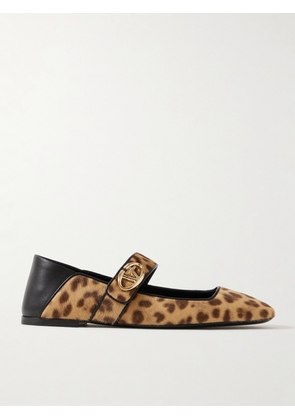 Valentino Garavani - Vlogo Locker Collapsible-heel Leather-trimmed Leopard-print Calf Hair Ballet Flats - Animal print - IT35,IT36,IT36.5,IT37,IT37.5,IT38,IT38.5,IT39,IT39.5,IT40,IT40.5,IT41,IT42