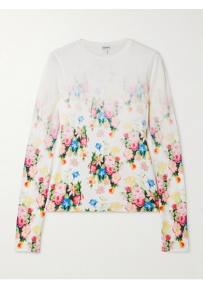 LOEWE - Floral-print Stretch-modal Jersey Top - White - x small,small,medium,large,x large