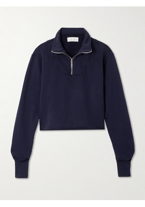 Les Tien - Haley Cropped Cotton-jersey Sweatshirt - Blue - x small,small,medium,large,x large