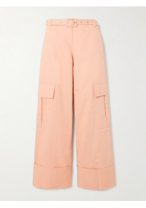 SIEDRÉS - Leto Belted Cotton-twill Wide-leg Cargo Pants - Pink - EU 34,EU 36,EU 38,EU 40