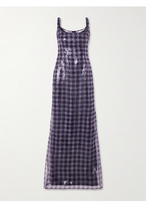 16ARLINGTON - Electra Checked Layered Sequined Organza Maxi Dress - Purple - UK 6,UK 8,UK 10,UK 12,UK 14