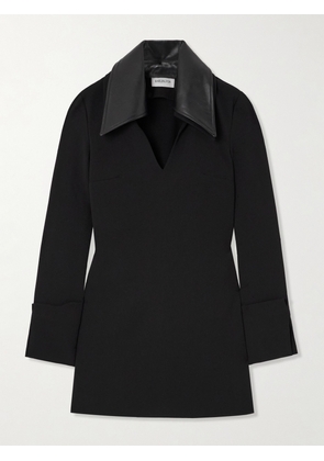 16ARLINGTON - Dante Leather-trimmed Crepe Mini Dress - Black - UK 4,UK 6,UK 8,UK 10,UK 12,UK 14