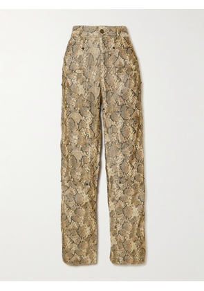Isabel Marant - Emmy Paneled Snake-print Cotton-blend Corduroy Wide-leg Pants - Animal print - FR 34,FR 36,FR 38,FR 40,FR 42,FR 44