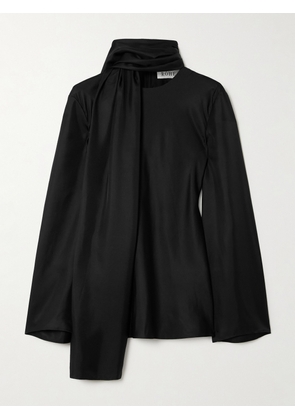 RÓHE - Tie-detailed Silk-satin Blouse - Black - FR 34,FR 36,FR 38,FR 40,FR 42,FR 44