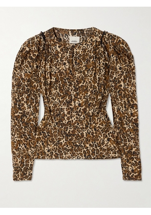 Isabel Marant - Zarga Pleated Leopard-print Silk-blend Blouse - Animal print - FR 34,FR 36,FR 38,FR 40,FR 42,FR 44