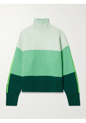Christopher John Rogers - Brushed Striped Merino Wool-blend Turtleneck Sweater - Green - x small,small,medium,large,x large,xx large