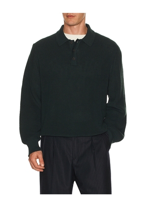 Corridor Long Sleeve Slouchy Polo in Dark Green. Size L. Also in M.