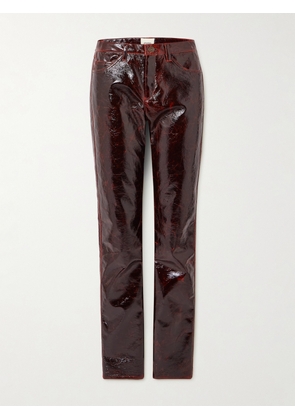 Isabel Marant - Slim-leg Crinkled Cotton-blend Vinyl Pants - Burgundy - FR 34,FR 36,FR 38,FR 40,FR 42