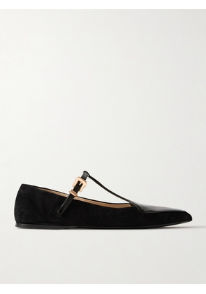 Gabriela Hearst - Liv Patent Leather-trimmed Suede Mary Jane Ballet Flats - Black - IT36,IT36.5,IT37,IT37.5,IT38,IT38.5,IT39,IT39.5,IT40,IT40.5,IT41,IT42
