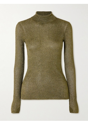 Isabel Marant - Jaelis Metallic Ribbed-knit Turtleneck Sweater - Green - FR 34,FR 36,FR 38,FR 40,FR 42,FR 44