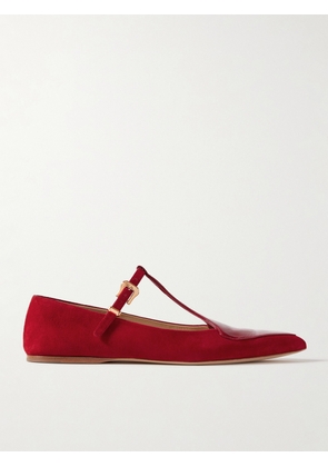 Gabriela Hearst - Liv Patent Leather-trimmed Suede Mary Jane Ballet Flats - Red - IT36,IT36.5,IT37,IT37.5,IT38,IT38.5,IT39,IT39.5,IT40,IT40.5,IT41