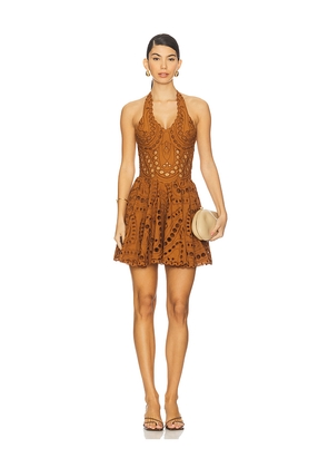 Charo Ruiz Ibiza Sandlight Short Dress in Brown. Size L. Also in M, S, XL, XS.