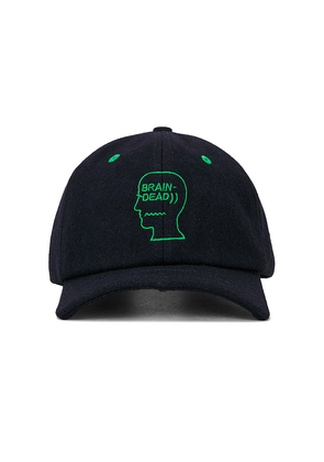 Brain Dead Batwing Logohead Flannel Hat in Navy.