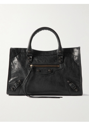 Balenciaga - Le City Small Embellished Textured-leather Tote - Black - One size