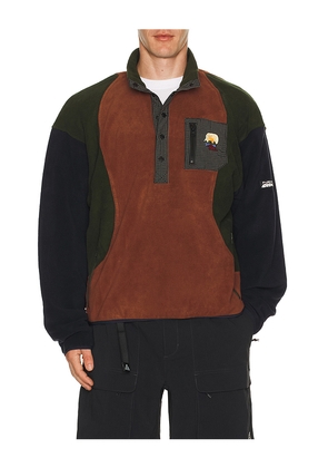 Brain Dead Equipment Ripstop Pullover Fleece Jacket in Blue. Size M. Also in S, L, XL/1X.