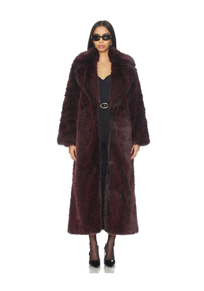 Alice + Olivia Marvin Faux Fur Coat in Burgundy. Size L. Also in XS.