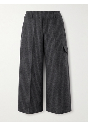 AMI PARIS - Cropped Pinstriped Wool-crepe Wide-leg Pants - Gray - FR 32,FR 34,FR 36,FR 38,FR 40,FR 42
