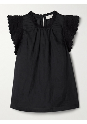 Ulla Johnson - Kai Crocheted Cotton-trimmed Ramie Blouse - Black - US0,US2,US4,US6,US8,US10,US12,US14
