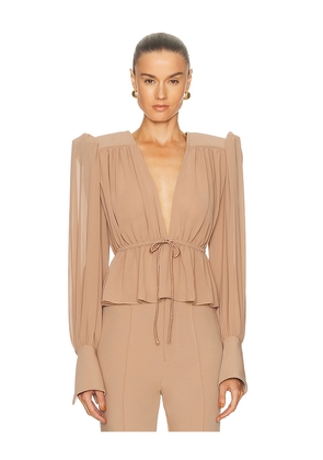 Camila Coelho Amada Top in Taupe. Size L. Also in S, M, XL.