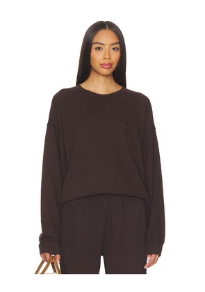 Eterne Oversized Lightweight French Terry Crewneck Sweatshirt in Brown. Size L. Also in M, S, XL.
