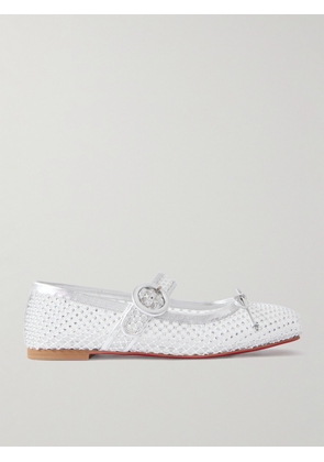 Christian Louboutin - Mamastrapitina Crystal-embellished Leather-trimmed Mesh Ballet Flats - White - IT36,IT36.5,IT37,IT37.5,IT38,IT38.5,IT39,IT39.5,IT40,IT40.5,IT41,IT41.5,IT42