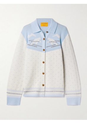 Guest In Residence - Downhill Wool And Cashmere-blend Jacquard Cardigan - Blue - x small,small,medium,large