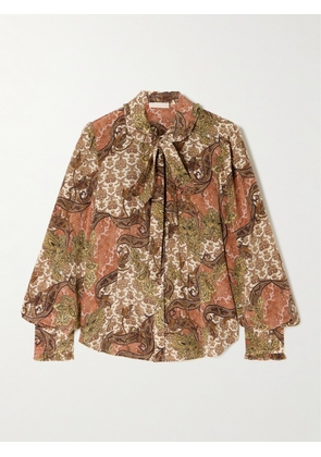 Ulla Johnson - Vedra Pussy-bow Printed Silk Crepe De Chine Blouse - Neutrals - US0,US2,US4,US6,US8,US10,US12