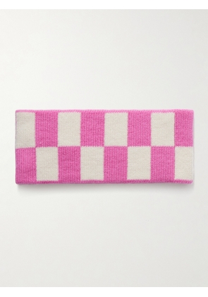 Guest In Residence - Checked Cashmere Headband - Pink - One size