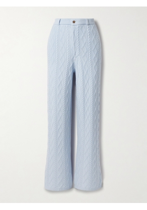 Guest In Residence - Cable-knit Wool And Cashmere-blend Straight-leg Pants - Blue - x small,small,medium,large,x large