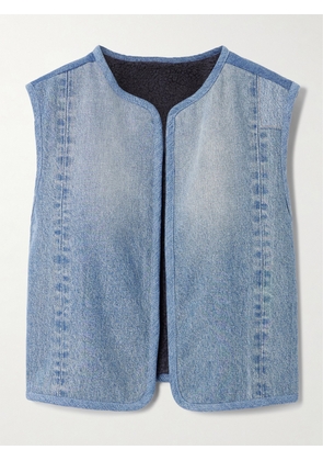 B SIDES - Reversible Denim And Faux Shearling Vest - Black - XS/S,M/L