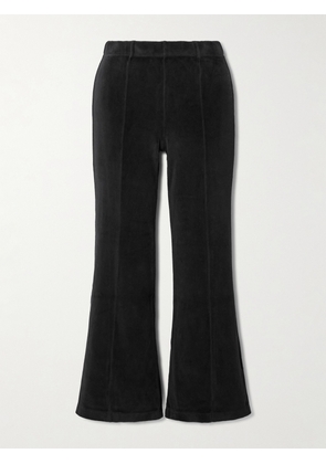 Suzie Kondi - Fili Cropped Cotton-blend Velour Flared Pants - Black - x small,small,medium,large,x large