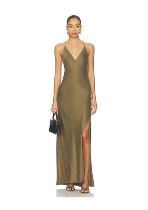 EAVES Lydia Silk Maxi Dress in Green. Size L. Also in S, M, XL.