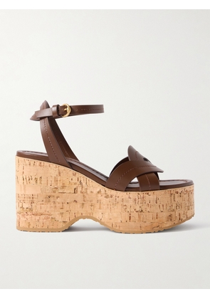 Gianvito Rossi - 105 Leather Platform Sandals - Brown - IT35,IT36,IT36.5,IT37,IT37.5,IT38,IT38.5,IT39,IT39.5,IT40,IT40.5,IT41,IT42
