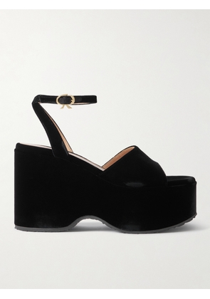 Gianvito Rossi - Thalia 105 Velvet Platform Sandals - Black - IT35,IT35.5,IT36,IT36.5,IT37,IT37.5,IT38,IT38.5,IT39,IT39.5,IT40,IT40.5,IT41,IT41.5,IT42