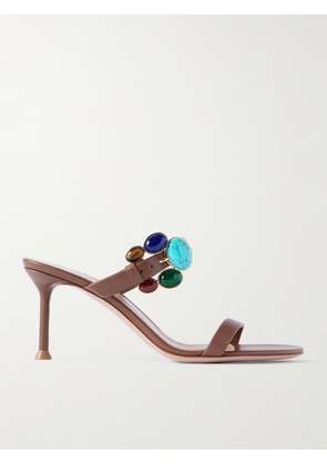 Gianvito Rossi - 70 Embellished Leather Sandals - Brown - IT35,IT35.5,IT36,IT36.5,IT37,IT37.5,IT38,IT38.5,IT39,IT39.5,IT40,IT40.5,IT41,IT41.5,IT42