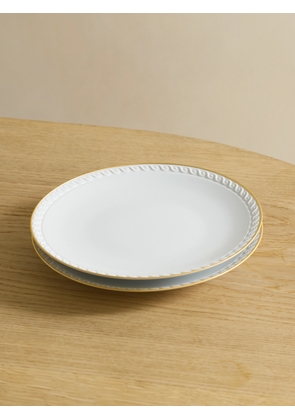 L'Objet - Neptune Set Of Two Gold-plated Porcelain Dessert Plates - White - One size