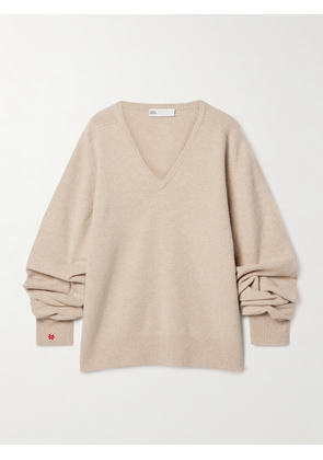 Tory Burch - Embroidered Wool-blend Sweater - Ecru - x small,small,medium,large,x large