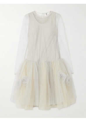 MOLLY GODDARD - Layered Ruffled Tulle Dress - Neutrals - UK 6,UK 8,UK 10,UK 12,UK 14