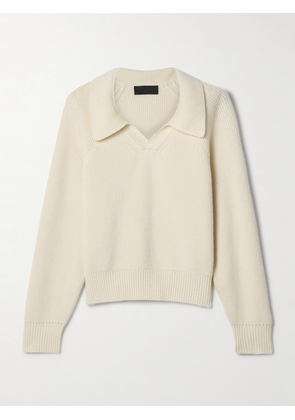 Nili Lotan - Selena Ribbed Wool Polo Sweater - Ivory - x small,small,medium,large,x large