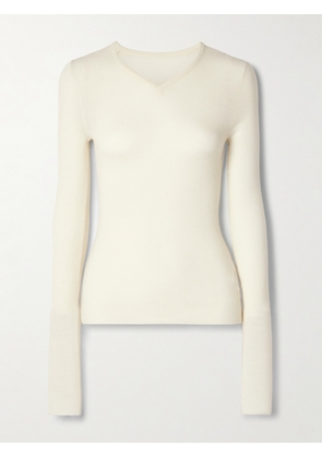 KHAITE - Tania Ribbed Wool-blend Top - Cream - x small,small,medium,large,x large