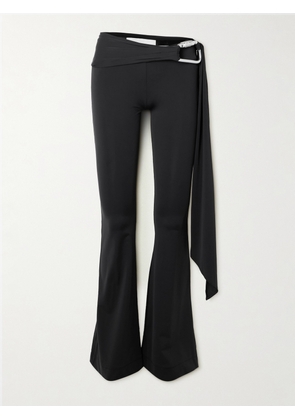 Conner Ives - Embellished Draped Stretch-jersey Flared Track Pants - Black - x small,small,medium