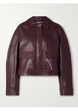 Co - Belted Leather Jacket - Burgundy - x small,small,medium,large,x large
