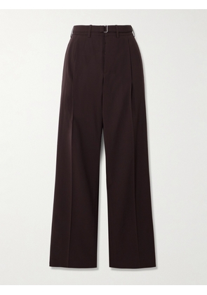 Co - Belted Pleated Wool Wide-leg Pants - Brown - US0,US2,US4,US6,US8,US10