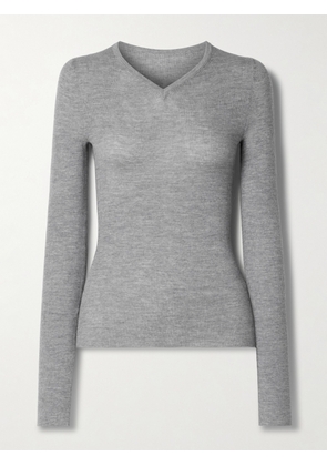 KHAITE - Tania Ribbed Wool-blend Top - Gray - x small,small,medium,large,x large
