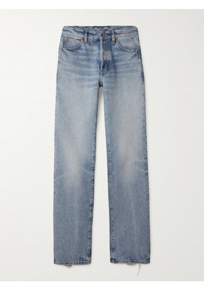 SAINT LAURENT - Nico Distressed Mid-rise Straight-leg Jeans - Blue - 24,25,26,27,28,29,30,31