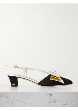 Valentino Garavani - Bowow 45 Two-tone Metallic Leather And Moiré Slingback Pumps - Black - IT35,IT36,IT36.5,IT37,IT37.5,IT38,IT38.5,IT39,IT39.5,IT40,IT40.5,IT41,IT41.5,IT42