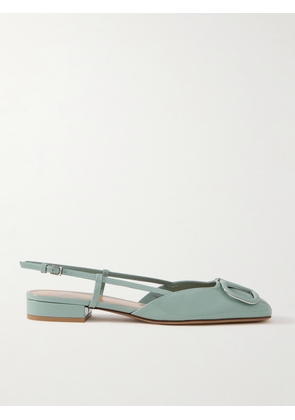 Valentino Garavani - Vlogo 30 Patent-leather Slingback Flats - Green - IT36,IT36.5,IT37,IT37.5,IT38,IT38.5,IT39,IT39.5,IT40,IT41,IT41.5,IT42