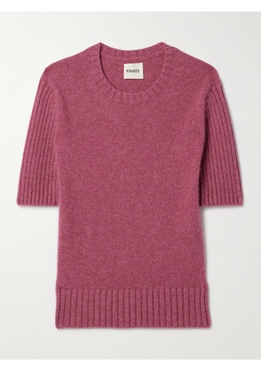 KHAITE - Mia Ribbed Cashmere Sweater - Pink - x small,small,medium,large,x large