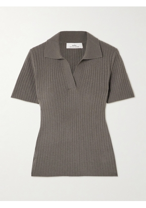 Arch4 - Jennifer Ribbed Cashmere Polo Shirt - Green - x small,small,medium,large,x large